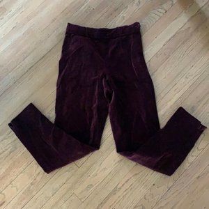 Vintage 1990s velour burgundy slim high rise pants